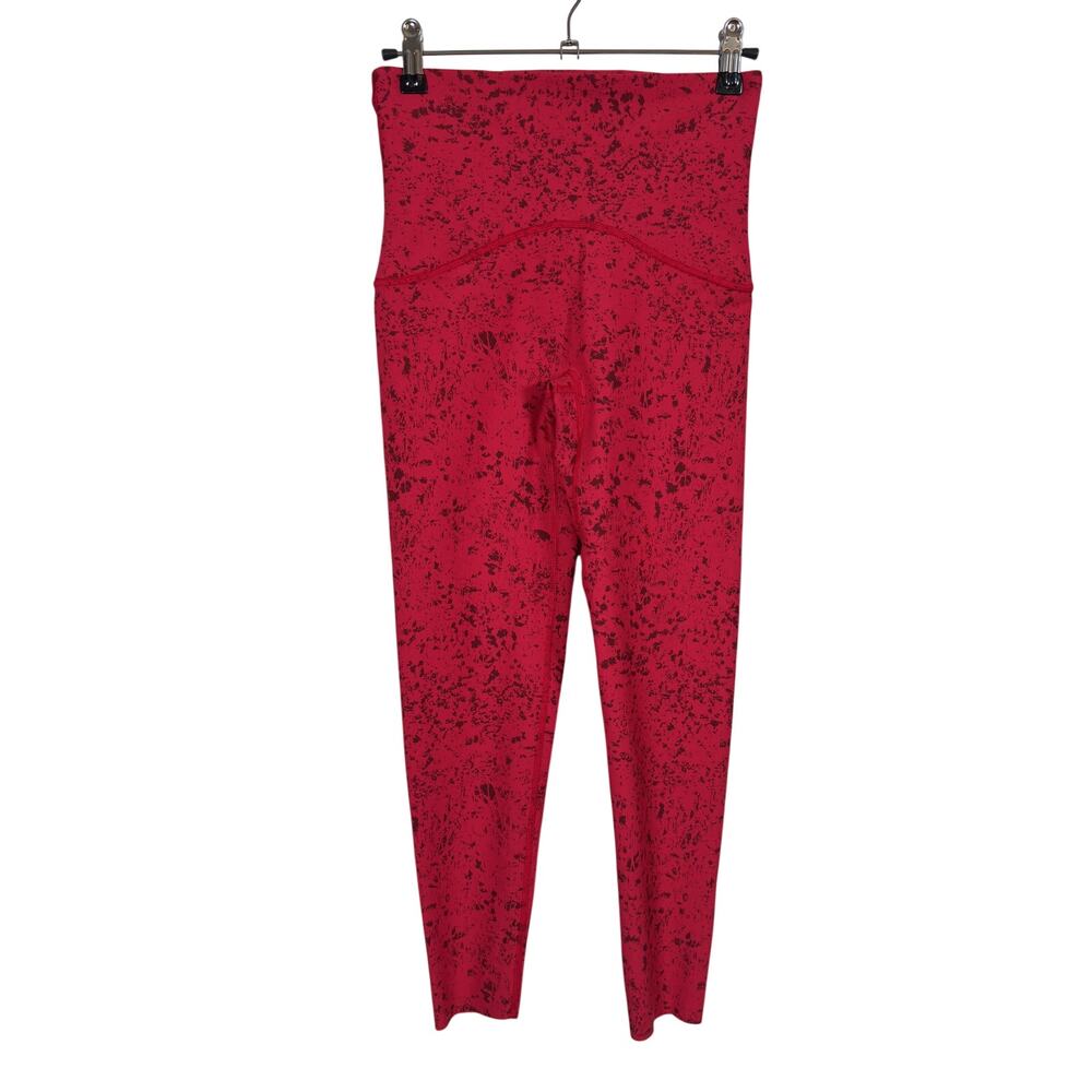 SPANX Booty Boost Leggings Womens Small Red Abstract Print Wide Waistband